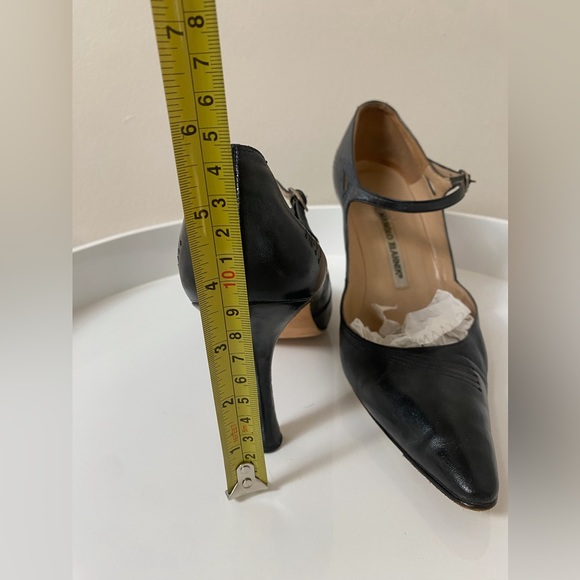 Manolo Blahnik Metallic Navy Heels - Picture 4 of 10